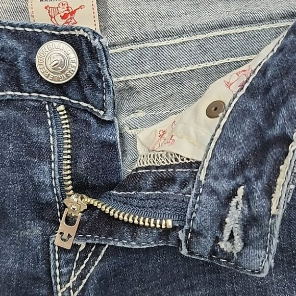 True Religion Women's  Denim Skinny Dark Wash Blue Jeans White Stitch Size 27 - Picture 5 of 16